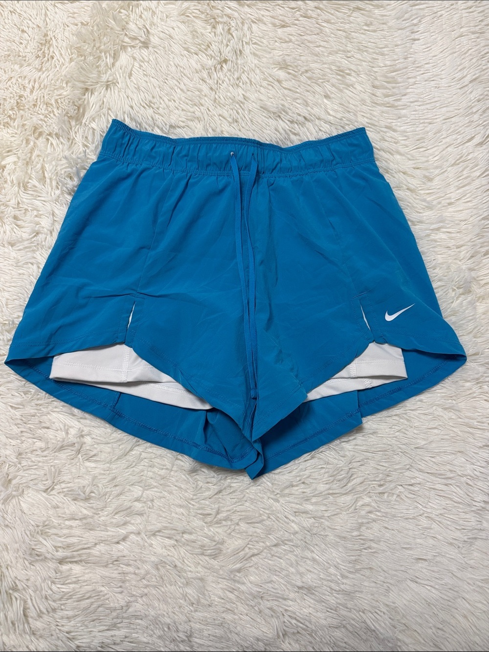 Nike Women's Teal Athletic Running Shorts with White Inner Brief